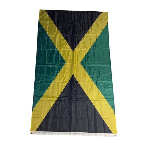 Jamaica National Flag 5x3 FT Black Green Gold Banner with Grommets - Picture 1 of 10
